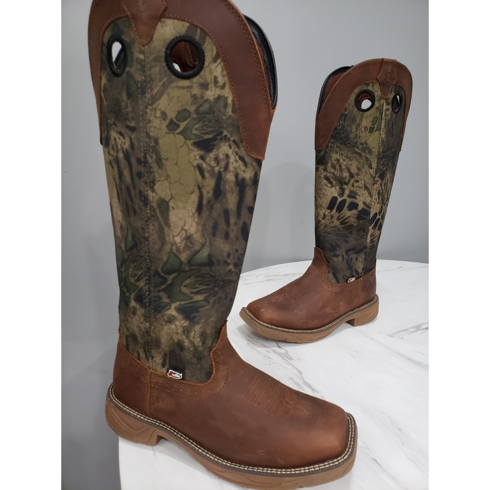 PULL ON 9EE 9 Justin Rush Strike 17" Snake Resistant Camo Brown SE4380 WORK BOOT